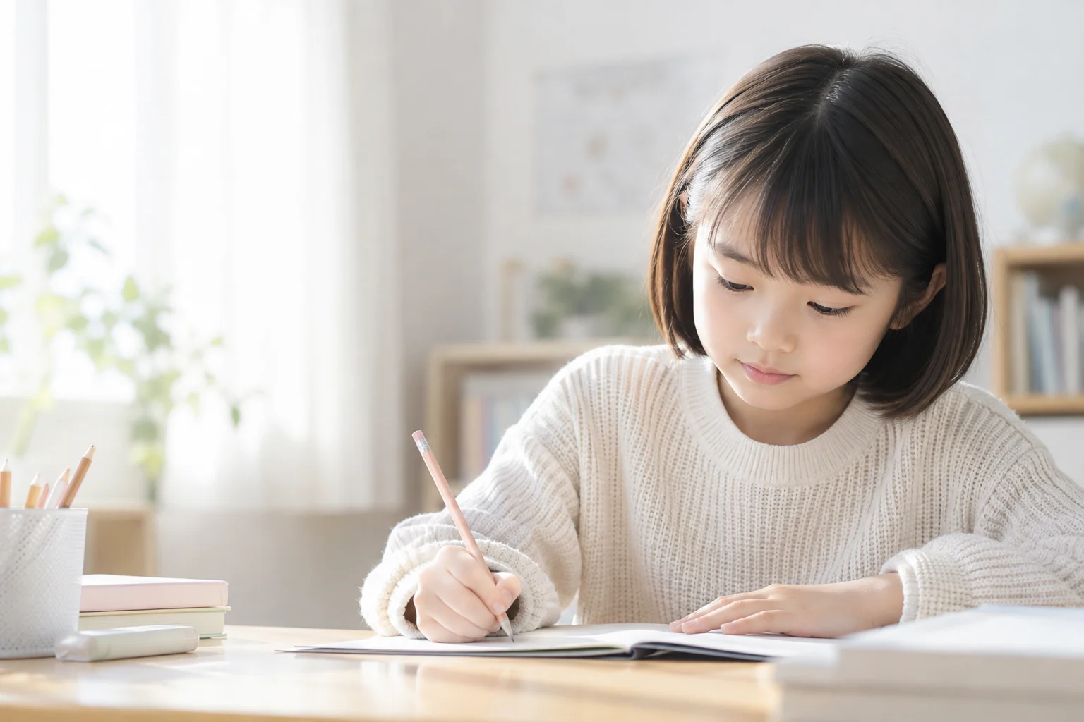 学習する小学生